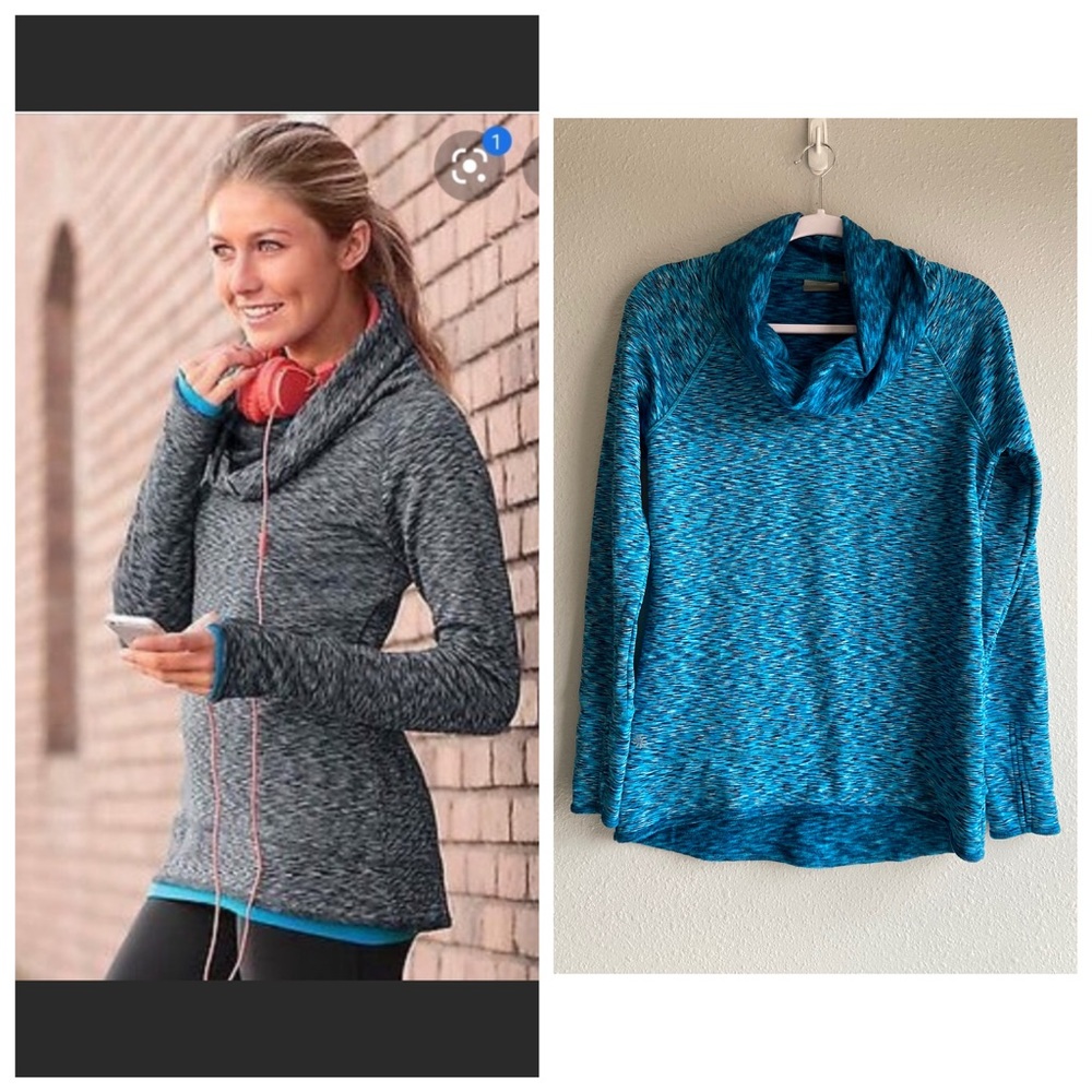 Athleta Tranquillity Space dye Cowl Neck Athletic Thumb Hole Pullover Sweater